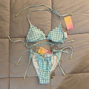 BRAND NEW Stoney Clover Lane Blue Gingham Bikini Set